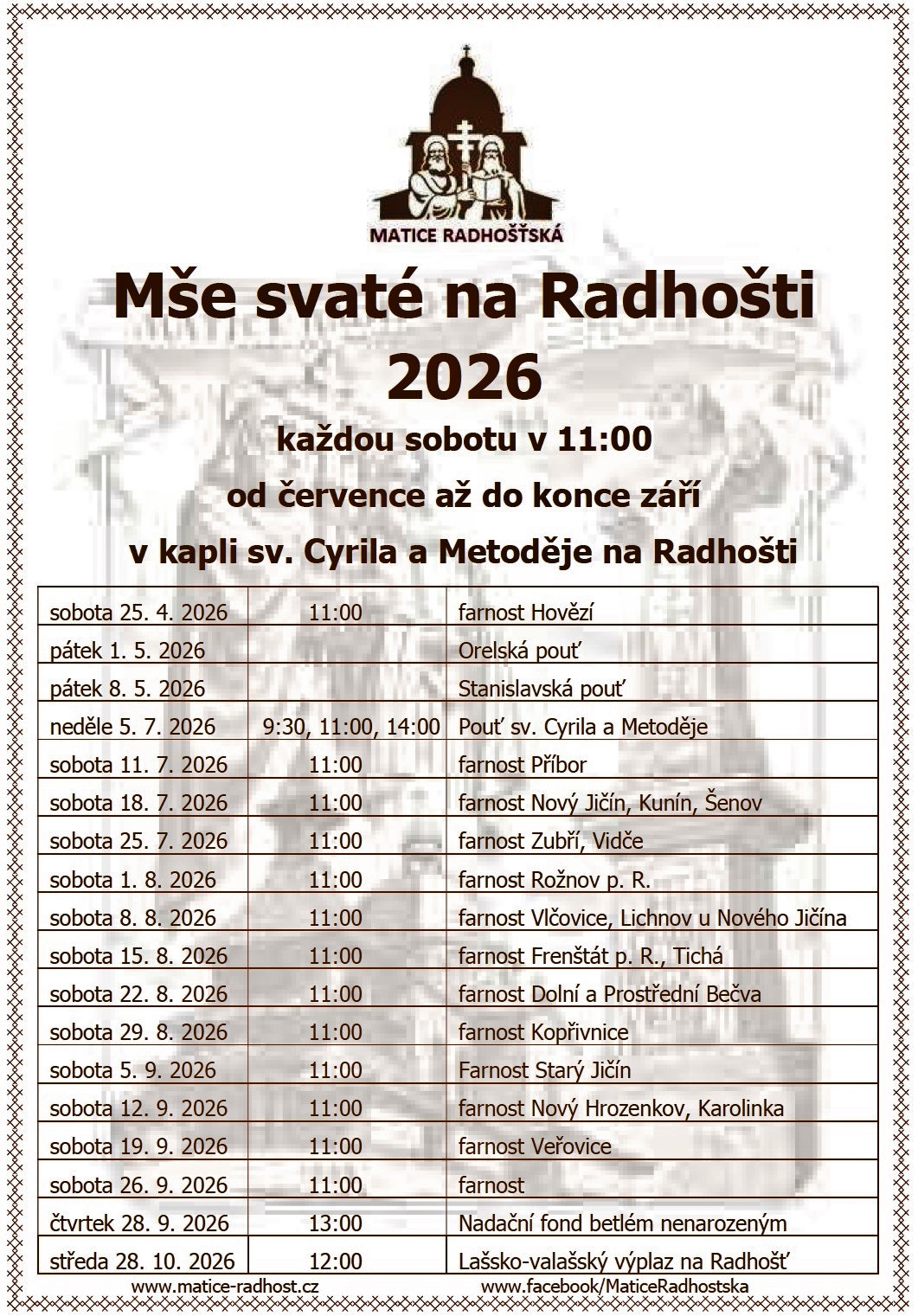 Rozpis 2026